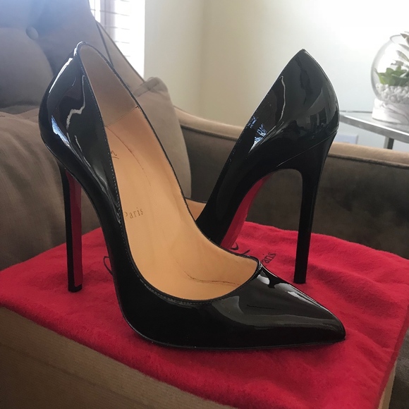 Christian Louboutin Pigalle Patent Black Heels - Picture 1 of 6